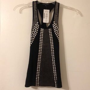 Black racerback sequin tank top NWT